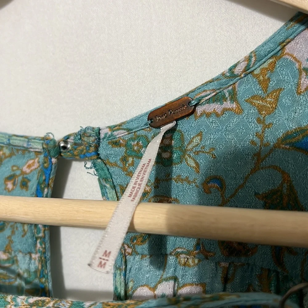 FREE PEOPLE Hanalei Bay Maxi Dress Blue Size Medium Turquoise Multi - Picture 13 of 16